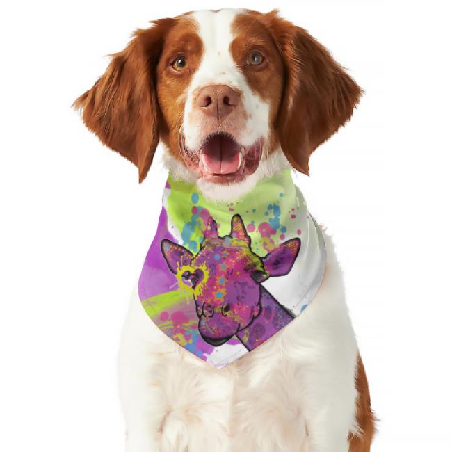 Hunde-Bandana Giraffe - Popart Hundedesign, 100 % Polyester, 70x30 cm, verstellbar, waschbar
